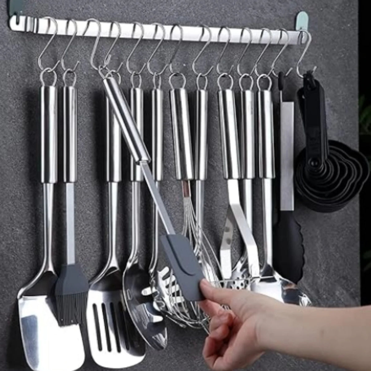 38 Piece Stainless Steel Kitchen Utensil Set with Utensil Holder Rack P36121