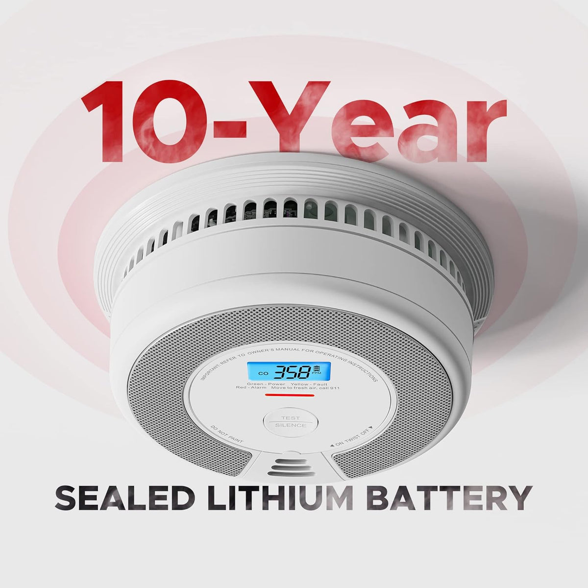 Wireless Interconnected Combination Smoke and Carbon Monoxide Detector with LCD Display, Pack of 6 P5738