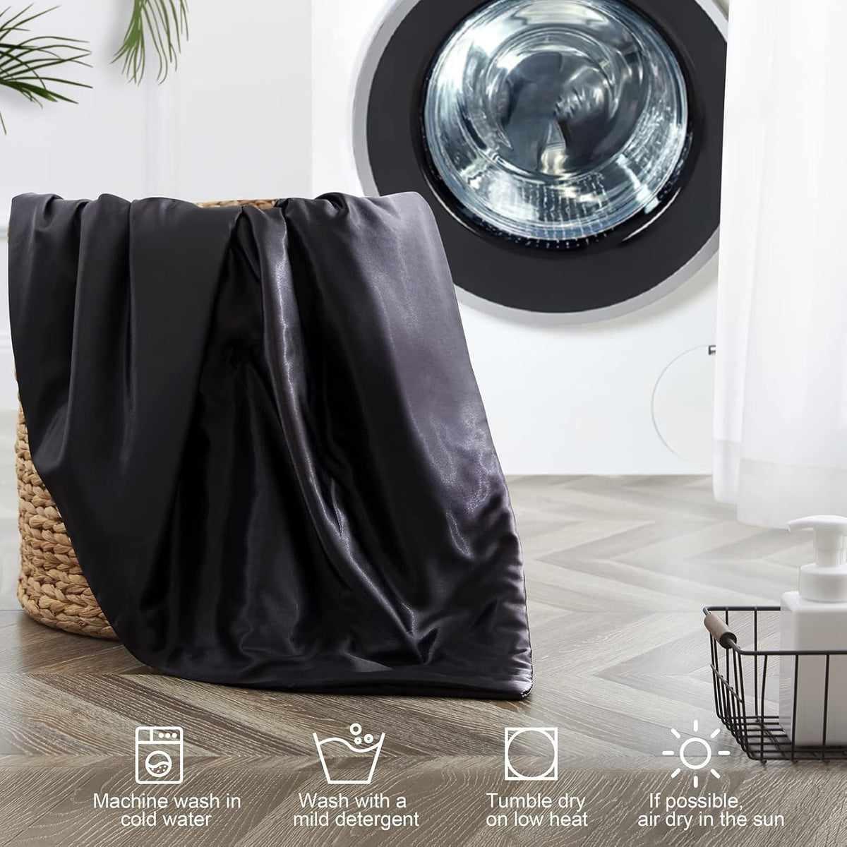 Black Cooling Satin Throw Blanket (90'' x 90'') B4640