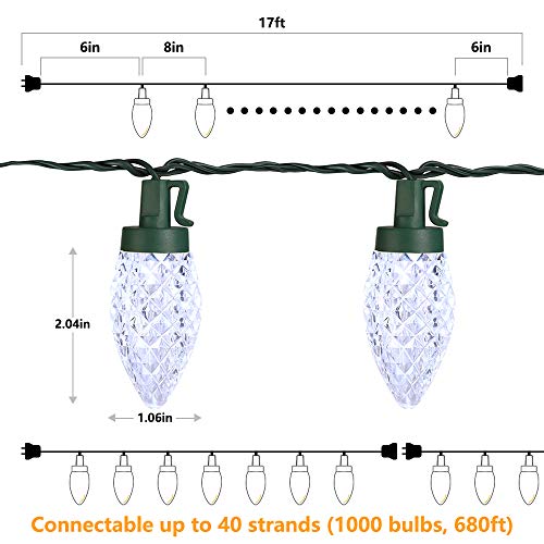 Cool White 16FT 25 LED Faceted Christmas Lights L31103