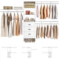 120 Inches Closet System with 3 Shelving Towers, Heavy Duty Clothes Rack with 3 Drawers, White Oak W164915