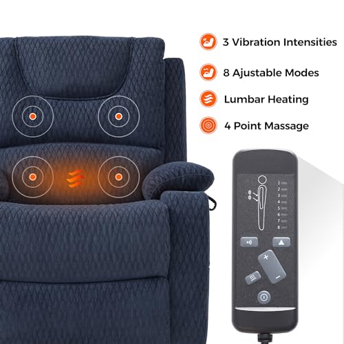 Large Power Lift Recliner Lay Flat Chair Dual Motor with Heat Massage Electric Recliner Chair Cup Holder (Brown, Faux Leather) B81618