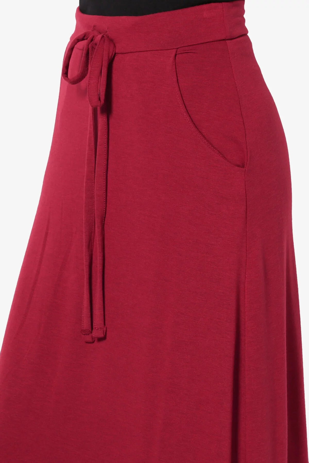 Women's PLUS Drawstring Waist Pocket Drapey Jersey A-Line Long Maxi Skirt A4455