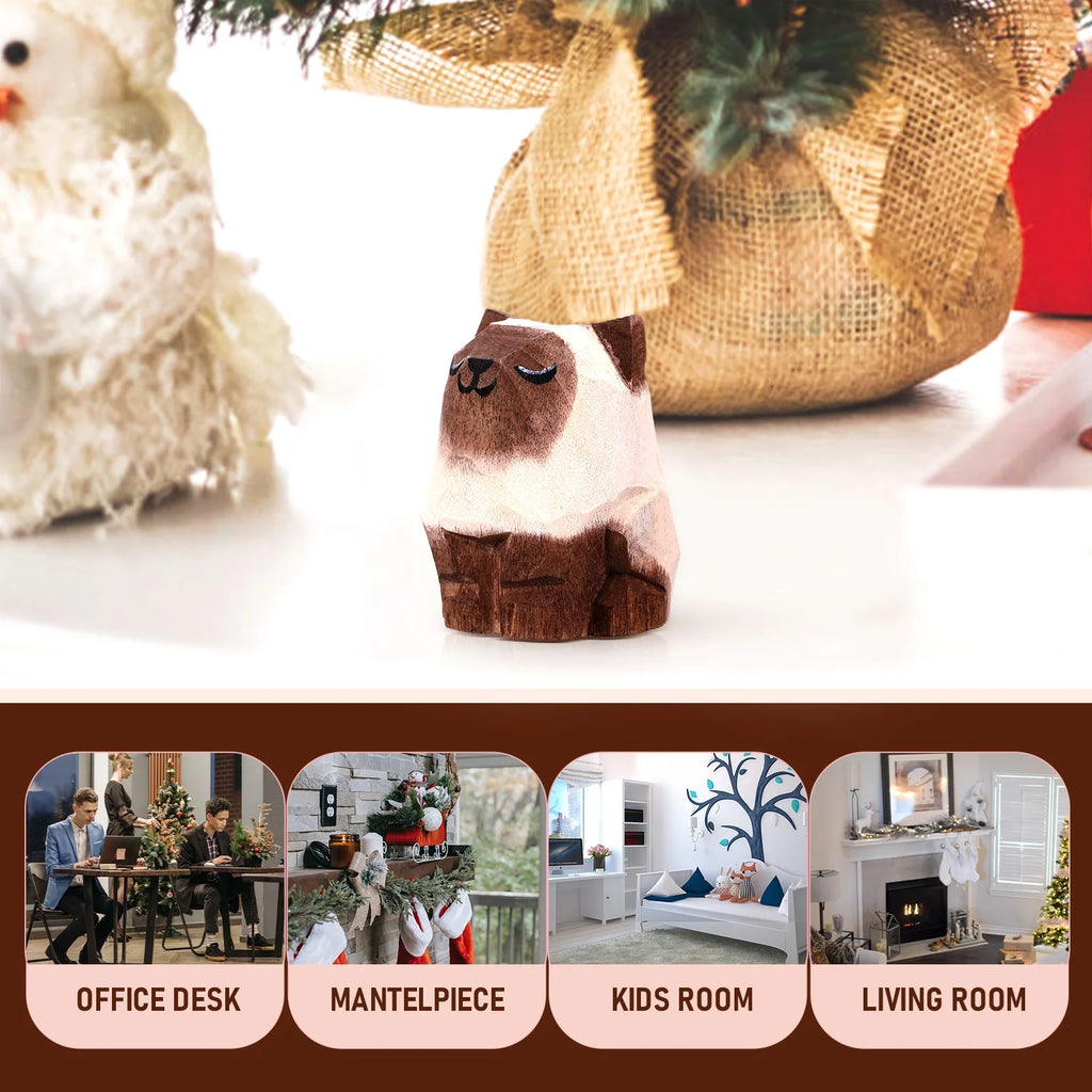 Desktop Wooden Cat Ornament B7452