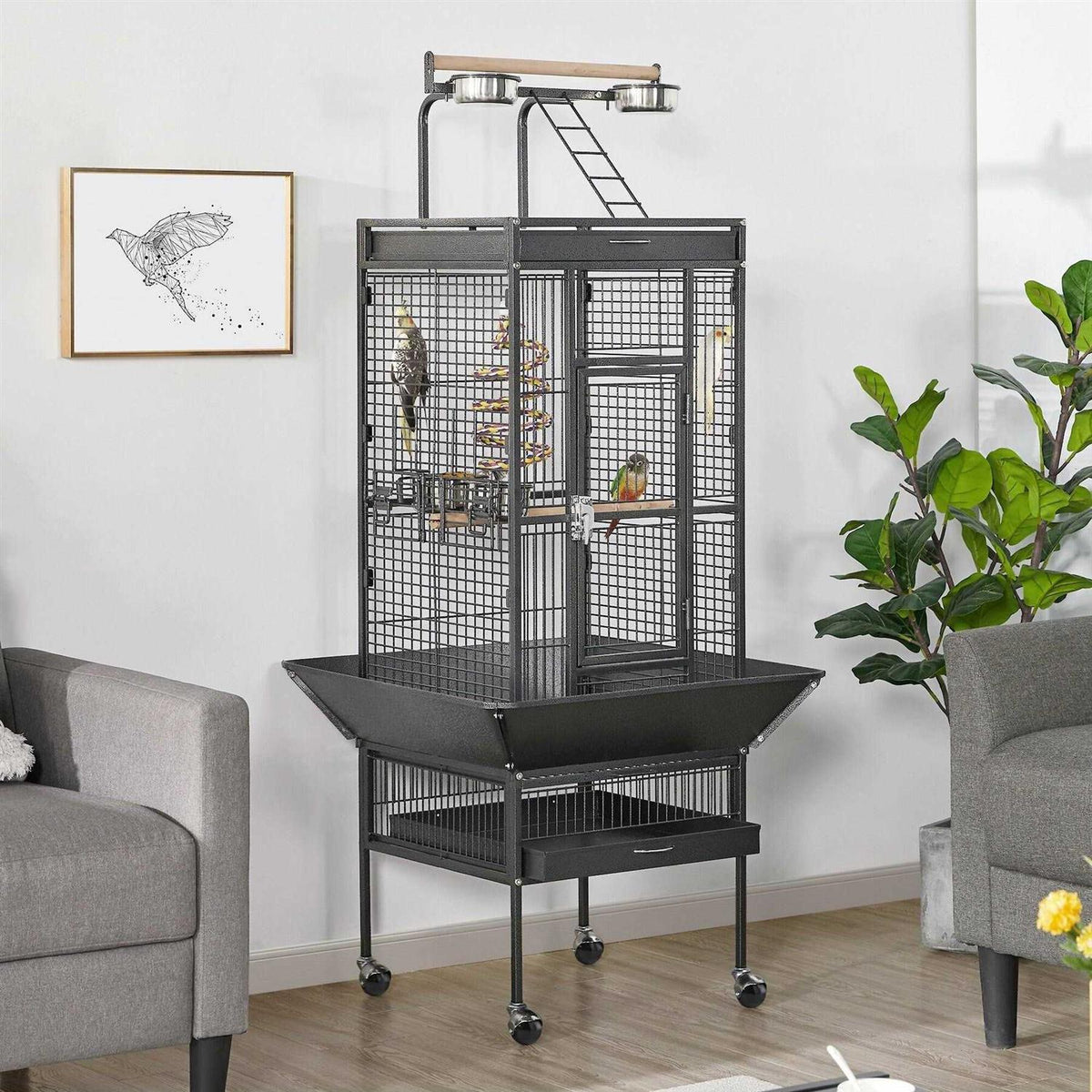 61-in Rolling Parrot Cage D62489