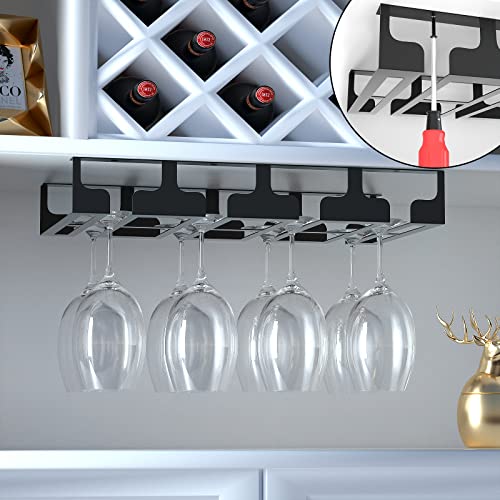 Black 4 Rows 2 Packs Metal Wine Glass Rack C59343
