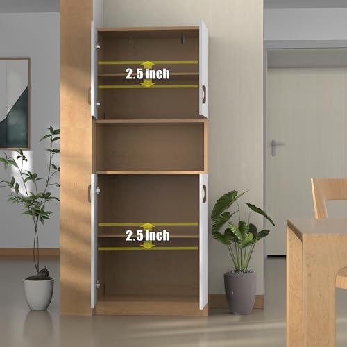 70" Tall Freestanding Wooden Kitchen Pantry Cabinet with Doors F551179