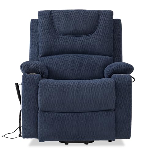 Large Power Lift Recliner Lay Flat Chair Dual Motor with Heat Massage Electric Recliner Chair Cup Holder (Brown, Faux Leather) B81618
