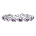 Purple Oval Cut Tennis Bracelet Silver 7" J823858