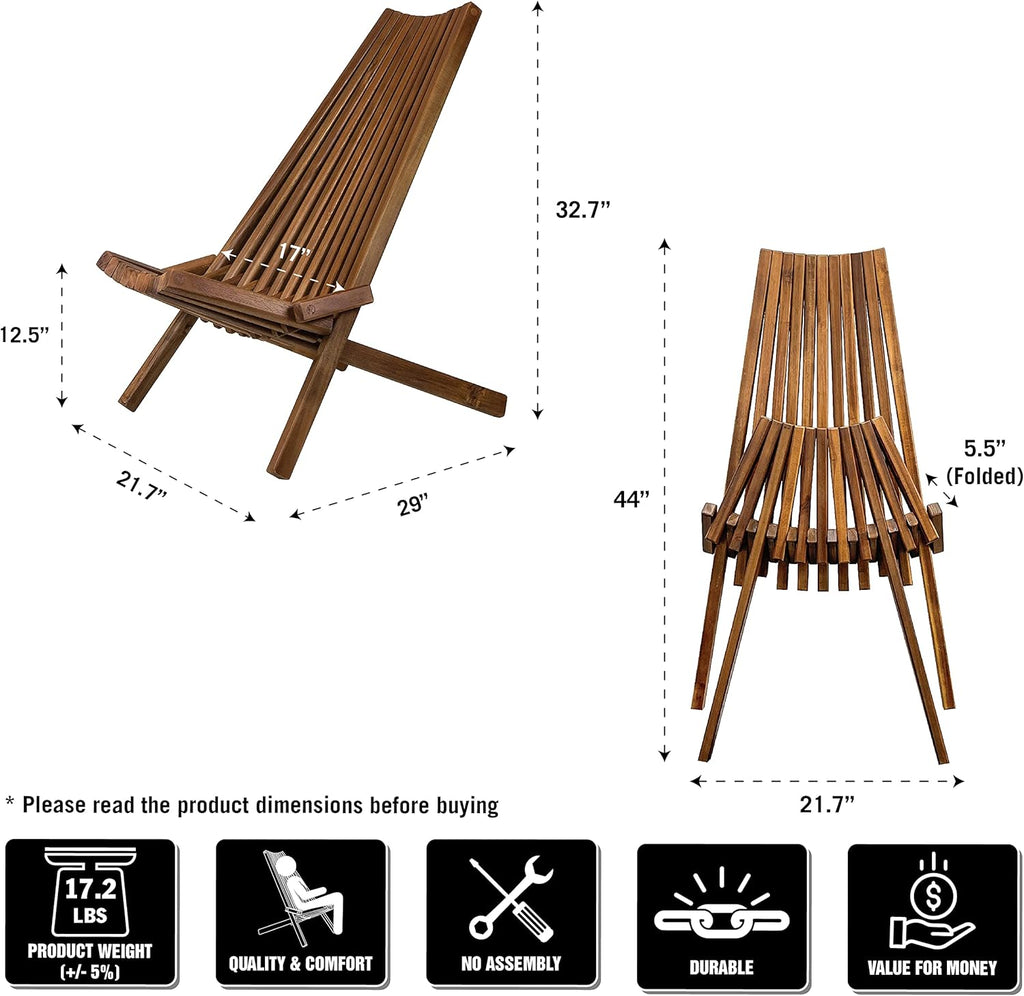 Folding Acacia Wood Outdoor Lounge Chair N414428