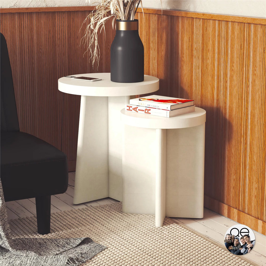 Round End Tables, Set of 2, Plaster Y514