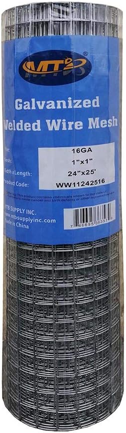 Galvanized Welded Wire Mesh Garden Fence 24 Inch x 25 Foot 1 Inch x 1 Inch 16GA Pack of 2 T7945