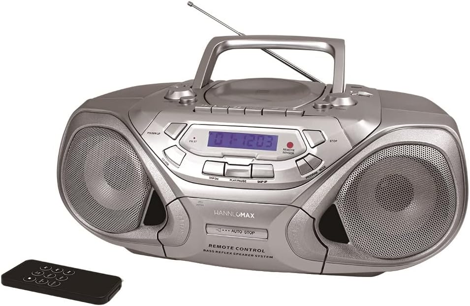 Portable CD/MP3 Player with Cassette Recorder, AM/FM Radio, USB Port, Aux-in, LCD Display (Silver) W3070