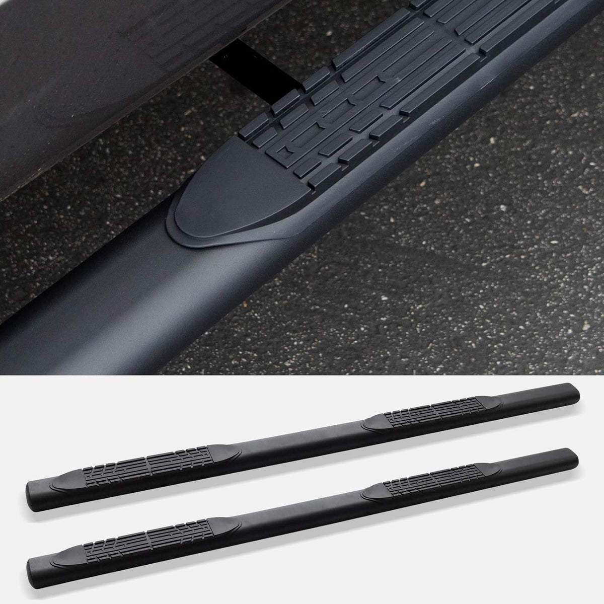 4 Oval Side Step Nerf Bars Matte Black I7513