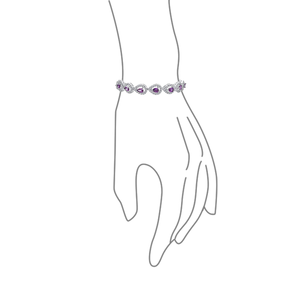 Purple Oval Cut Tennis Bracelet Silver 7" J823858