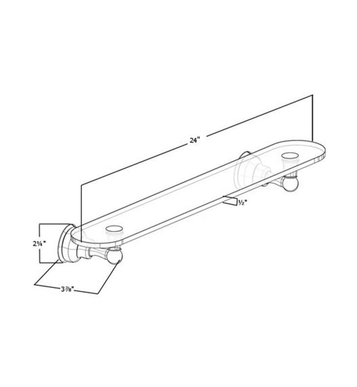 24x22 Glass Shelf Unlacquered Brass H218