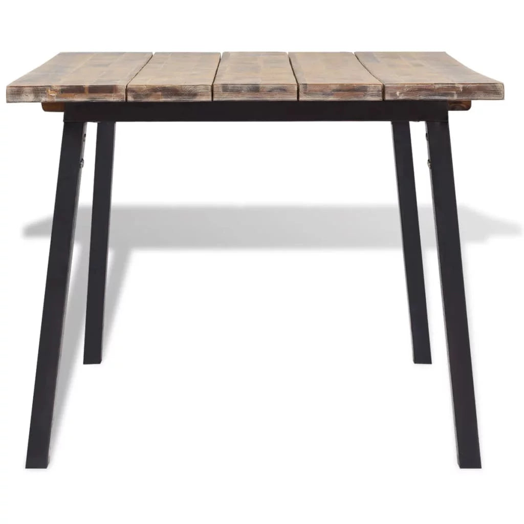 Rustic Acacia Wood Dining Table with Metal Legs J68384