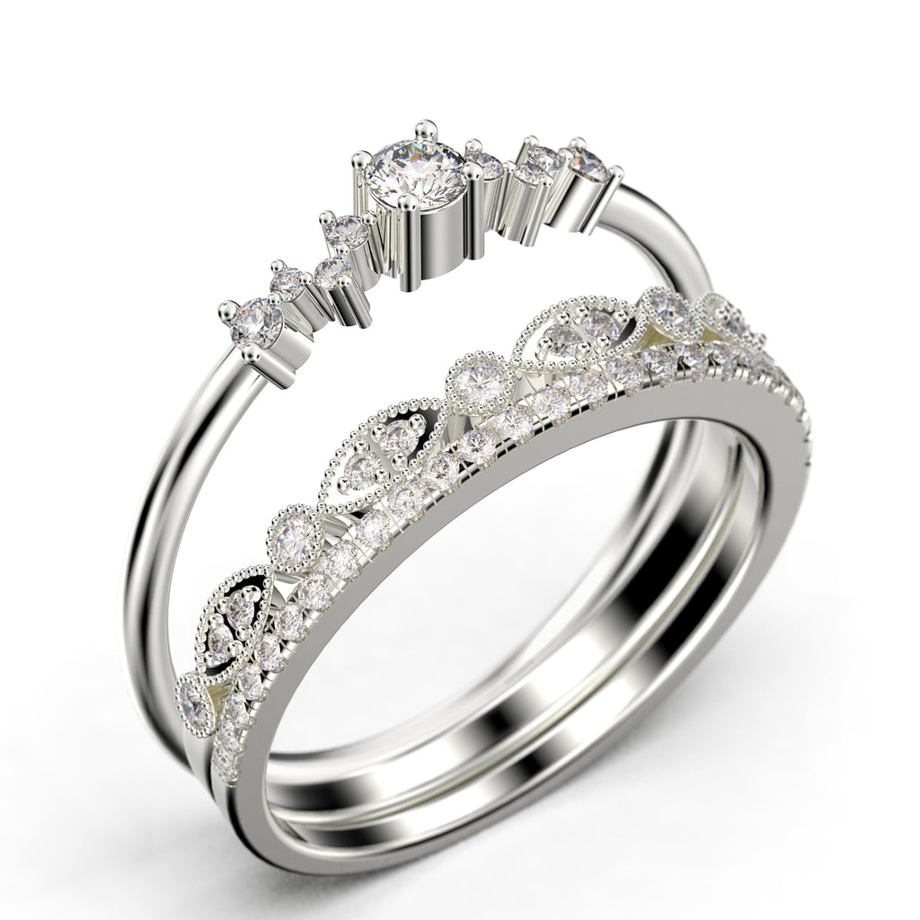 1.60 Carat Round Cut Moissanite Engagement Ring in 925 Sterling Silver With 18k White Gold Plating C328