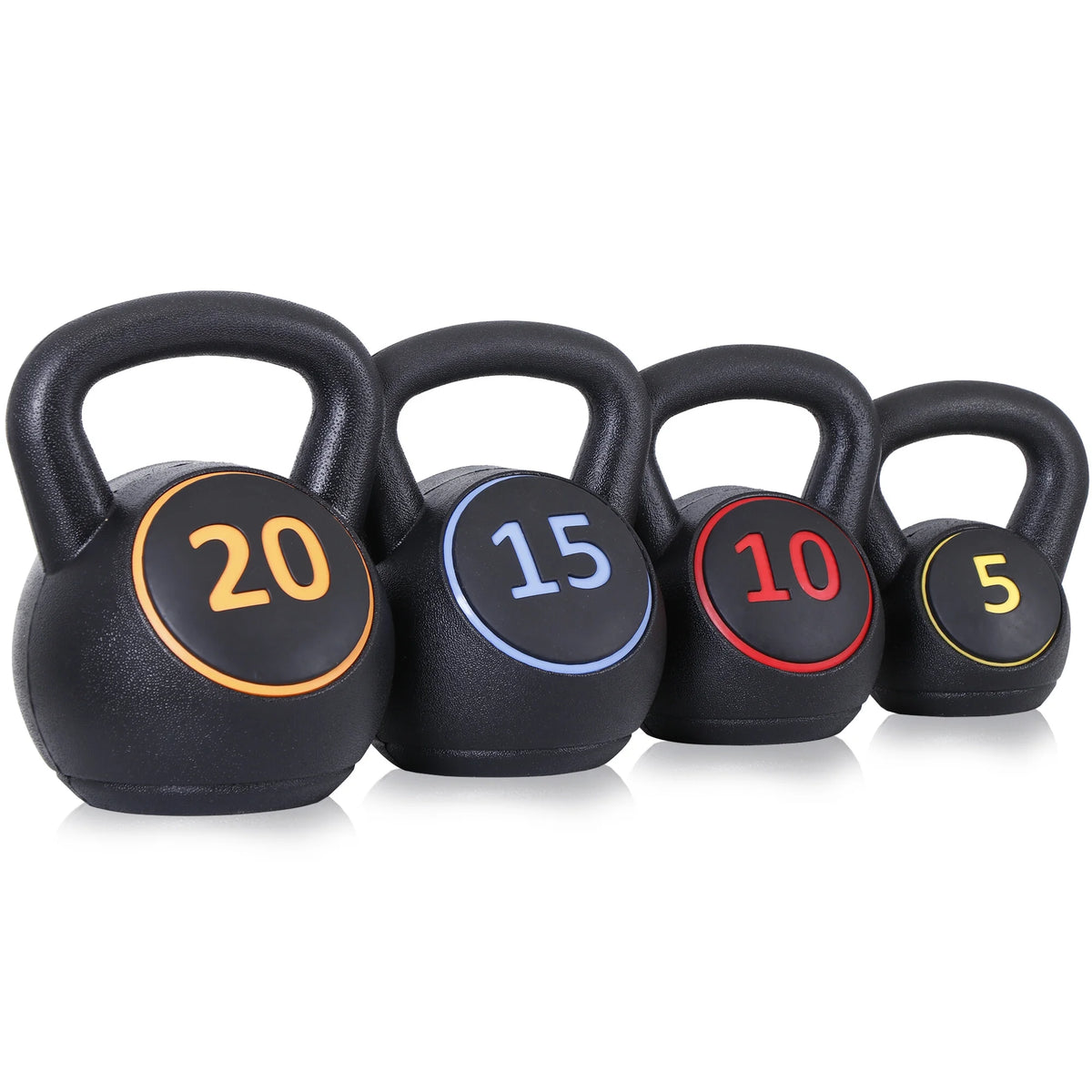 3 Piece 5lb 10lb 15lb Kettlebell Set with Storage Rack A83901