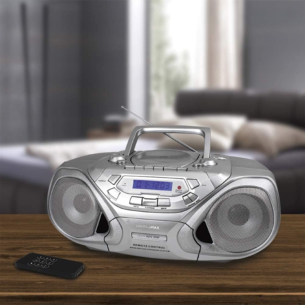 Portable CD/MP3 Player with Cassette Recorder, AM/FM Radio, USB Port, Aux-in, LCD Display (Silver) W3070