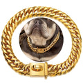 Gold Chain Dog Collar 16MM Cuban Link with Snap Buckle J321