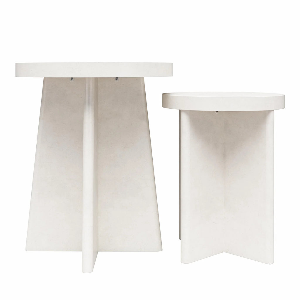 Round End Tables, Set of 2, Plaster Y514