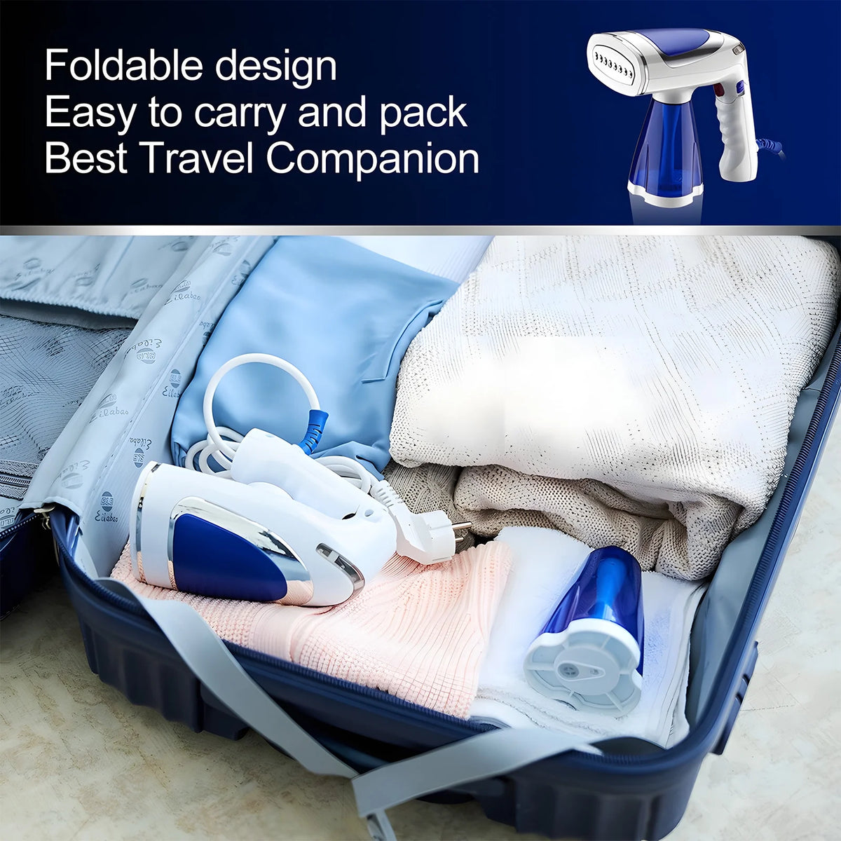 1600W Foldable Handheld Fabric Steamer 8.5oz Y285073
