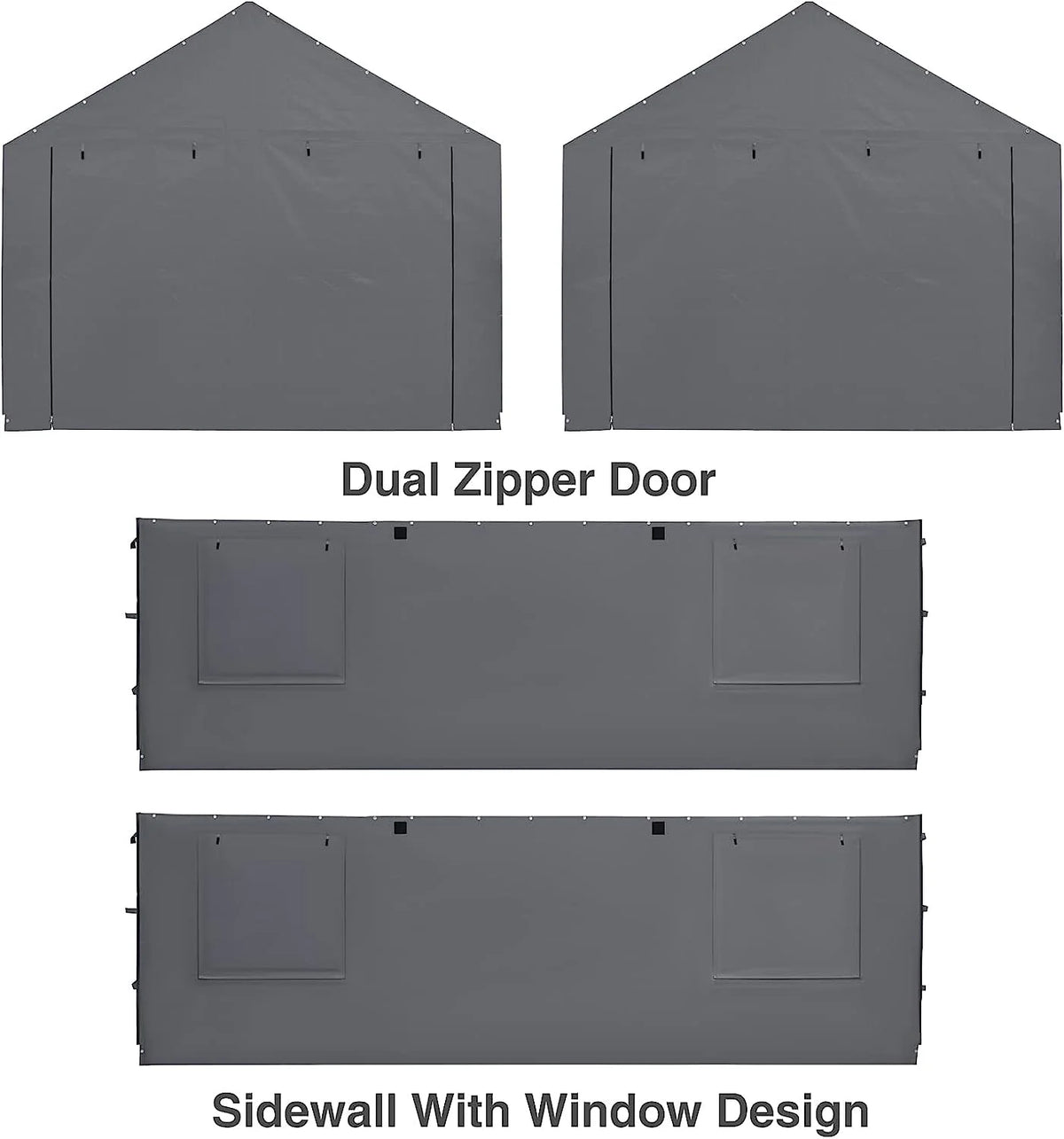 Gray 180G Waterproof UV Protected Replacement Sidewall for 12' x 20' Carport Frame W8290