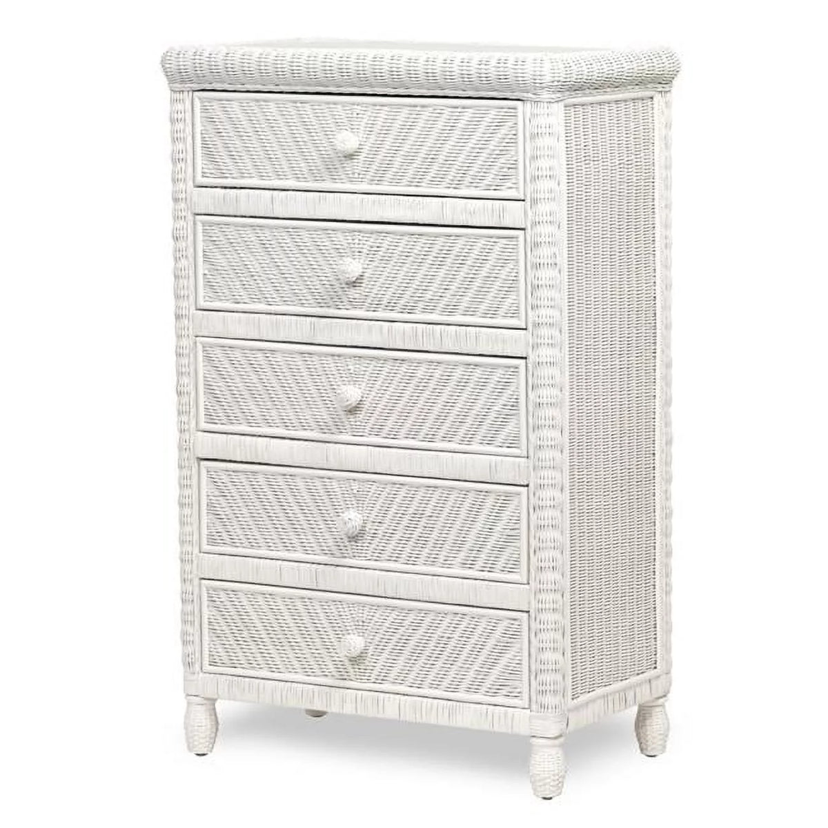 White Wood 5 Drawer Chest M387849
