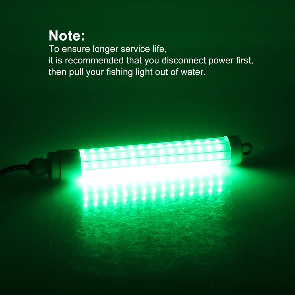 2Pcs Underwater Night Fishing Light, 12V 10.5W 120LED 1000 Lumen Green Submersible Fishing Light Z26877