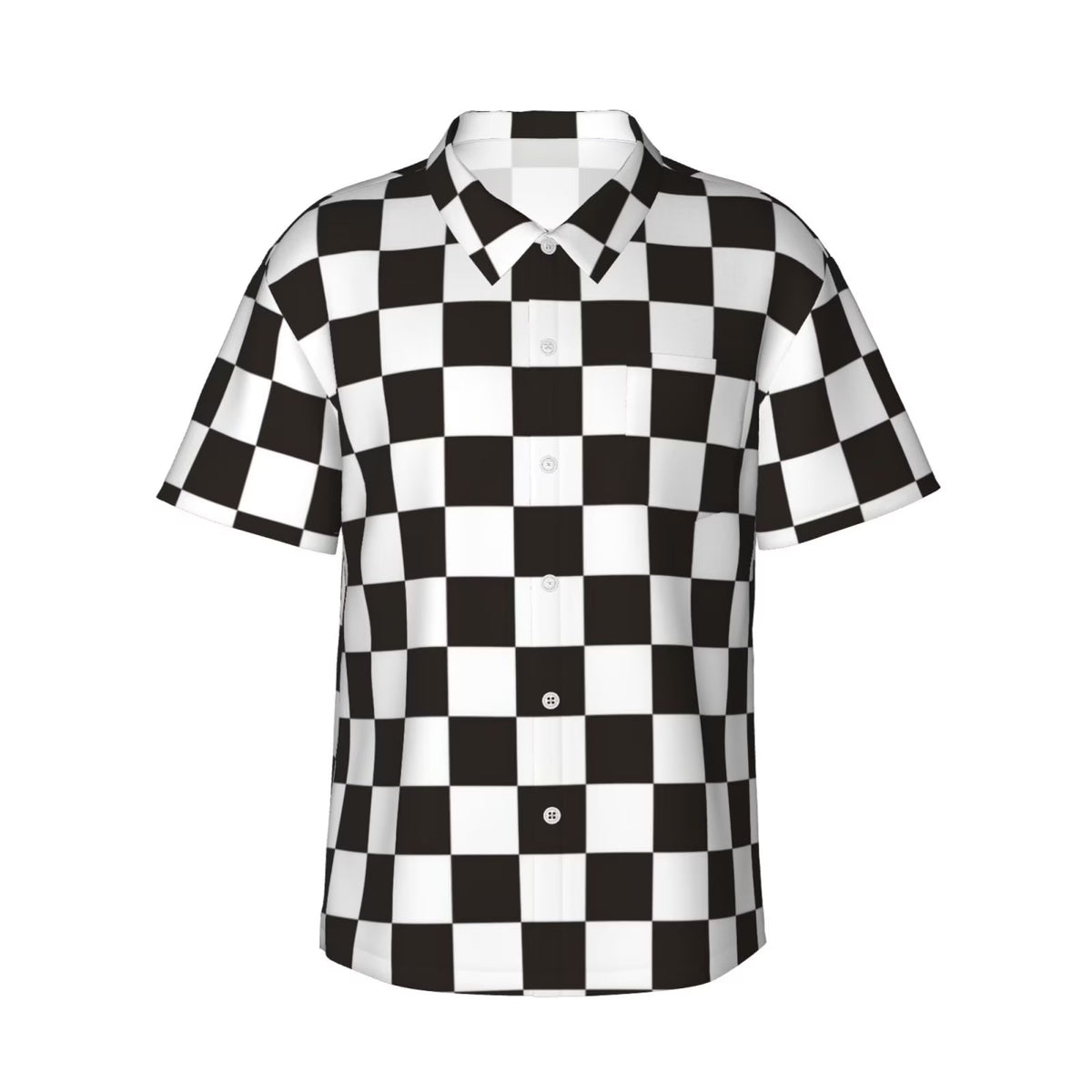 Black and White Checkerboard Hawaiian Shirts T402