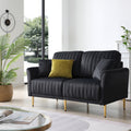 Black Fabric Upholstered Sofa with 2 Pillows S5400