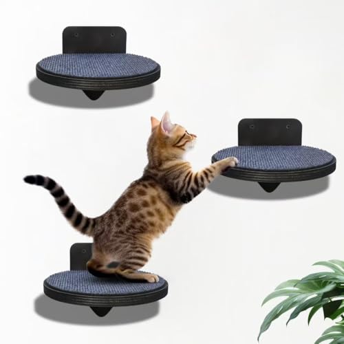 Wooden Cat Wall Shelves with 3 Steps U2439