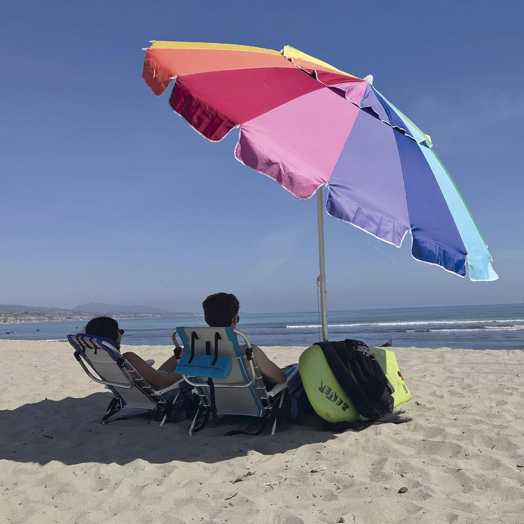 8 Foot Heavy Duty High Wind Beach Umbrella with Sand Anchor & Carrying Bag U968