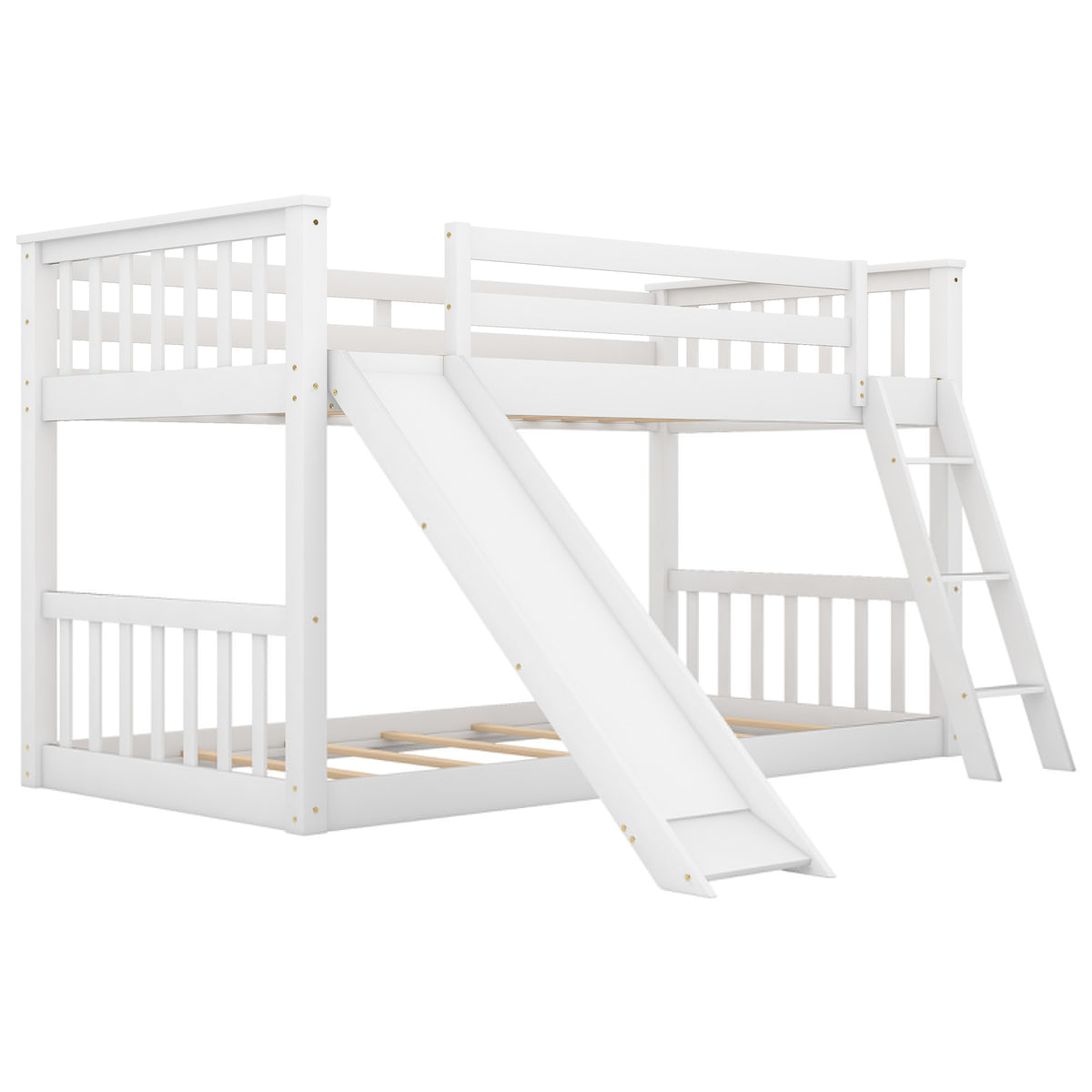 Twin over Twin Solid Wood Bunk Bed with Slide and Ladder V844613
