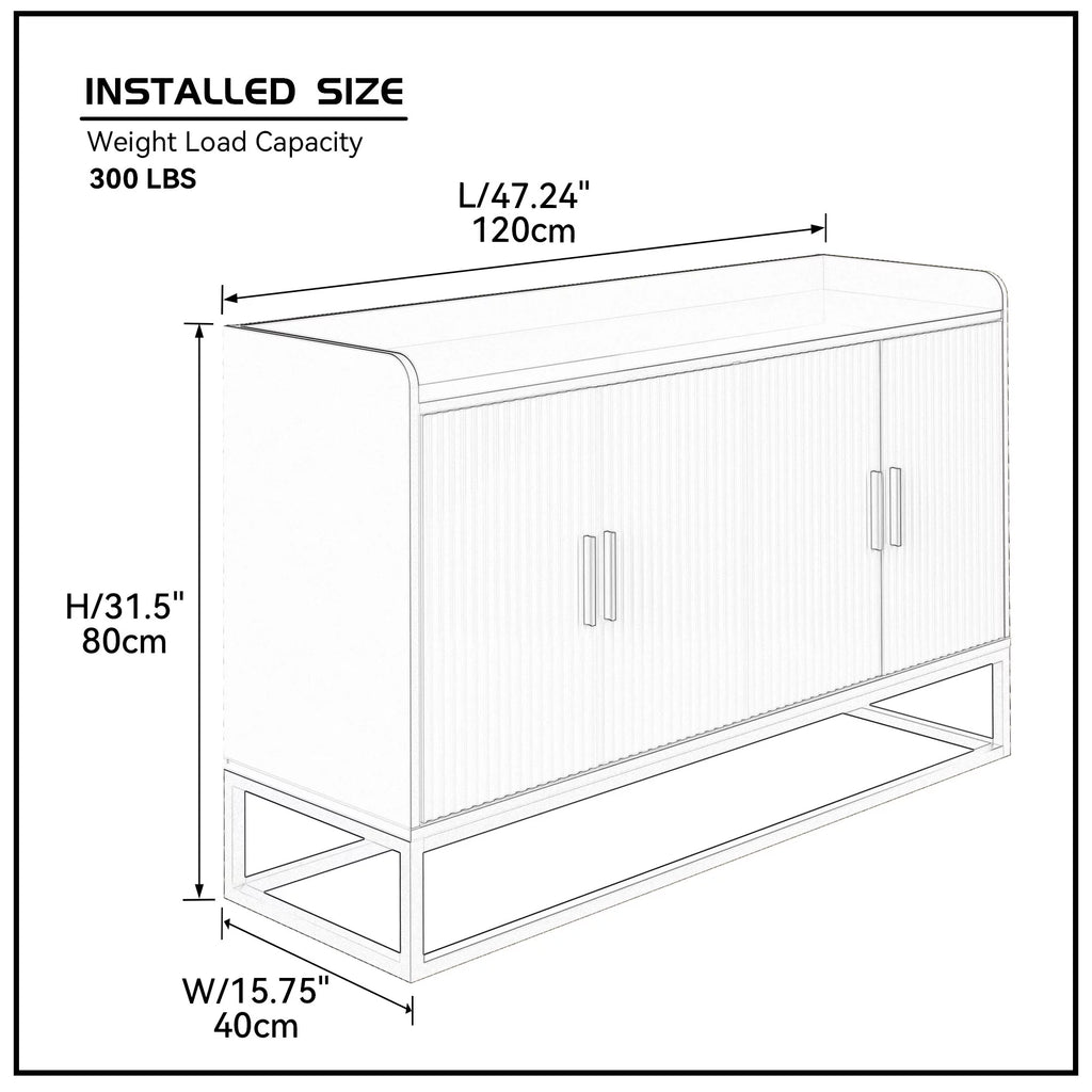 White Gloss Storage Cabinet with Metal Legs E5849