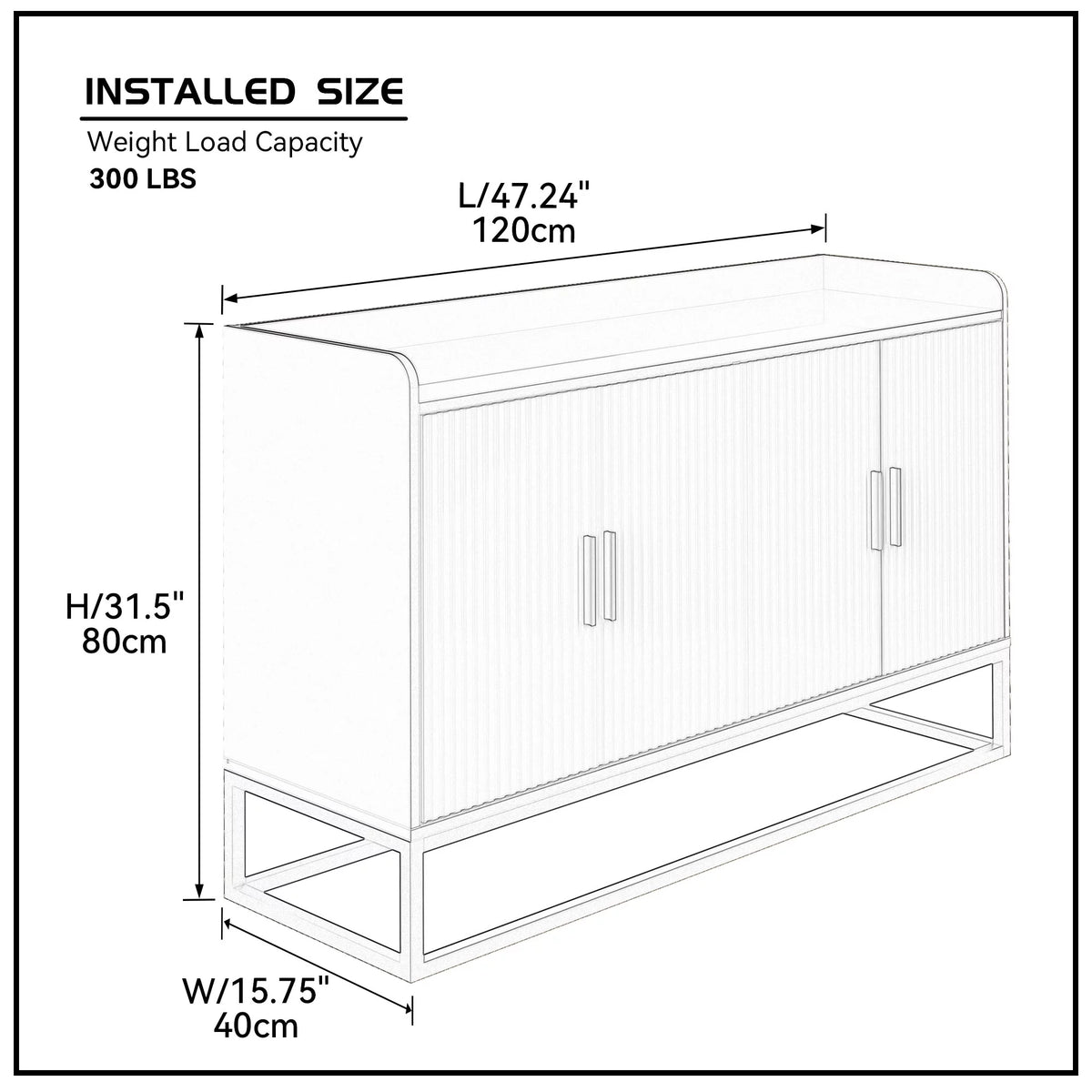 White Gloss Storage Cabinet with Metal Legs E5849