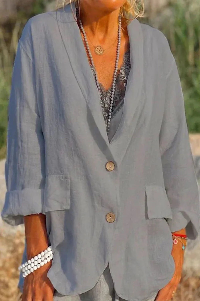 Solid Turn-back Collar Outerwear D430