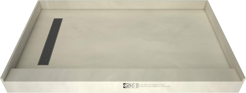 48" D x 72" W Shower Pan with Polished Chrome Trench D972