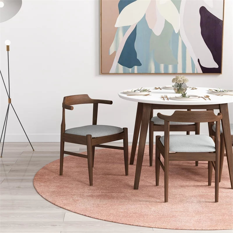 White Solid Wood Dining Table and Chairs for 4 U598799
