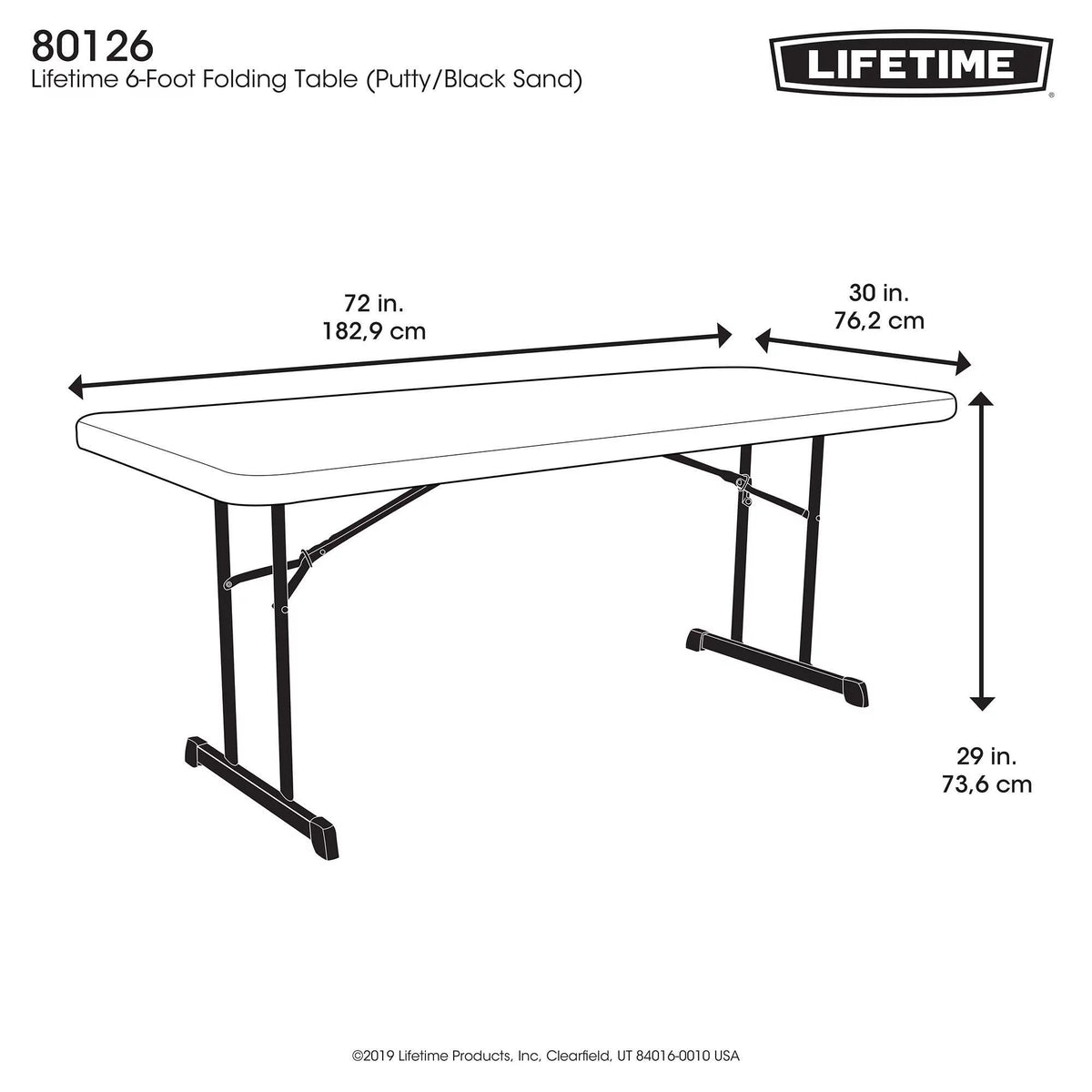 6 Foot Rectangle Folding Table Z7376