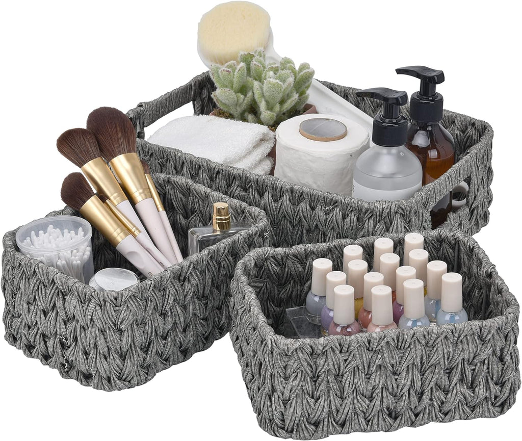 Caramel Orange Wicker Basket Set with Handles, 3-Pack D256514