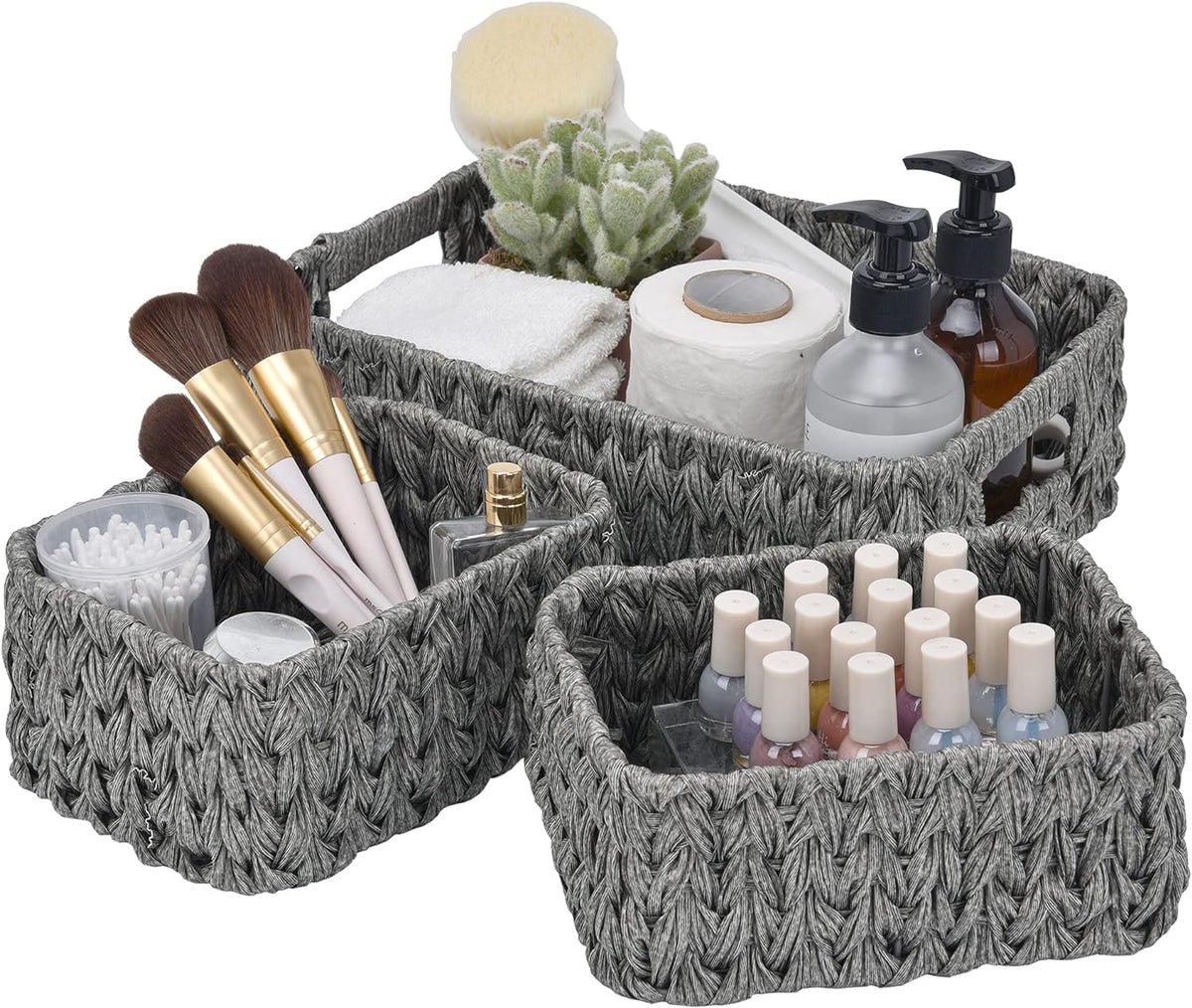 Caramel Orange Wicker Basket Set with Handles, 3-Pack D256514
