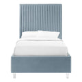 Velvet Full Platform Bed Slate Blue H70127