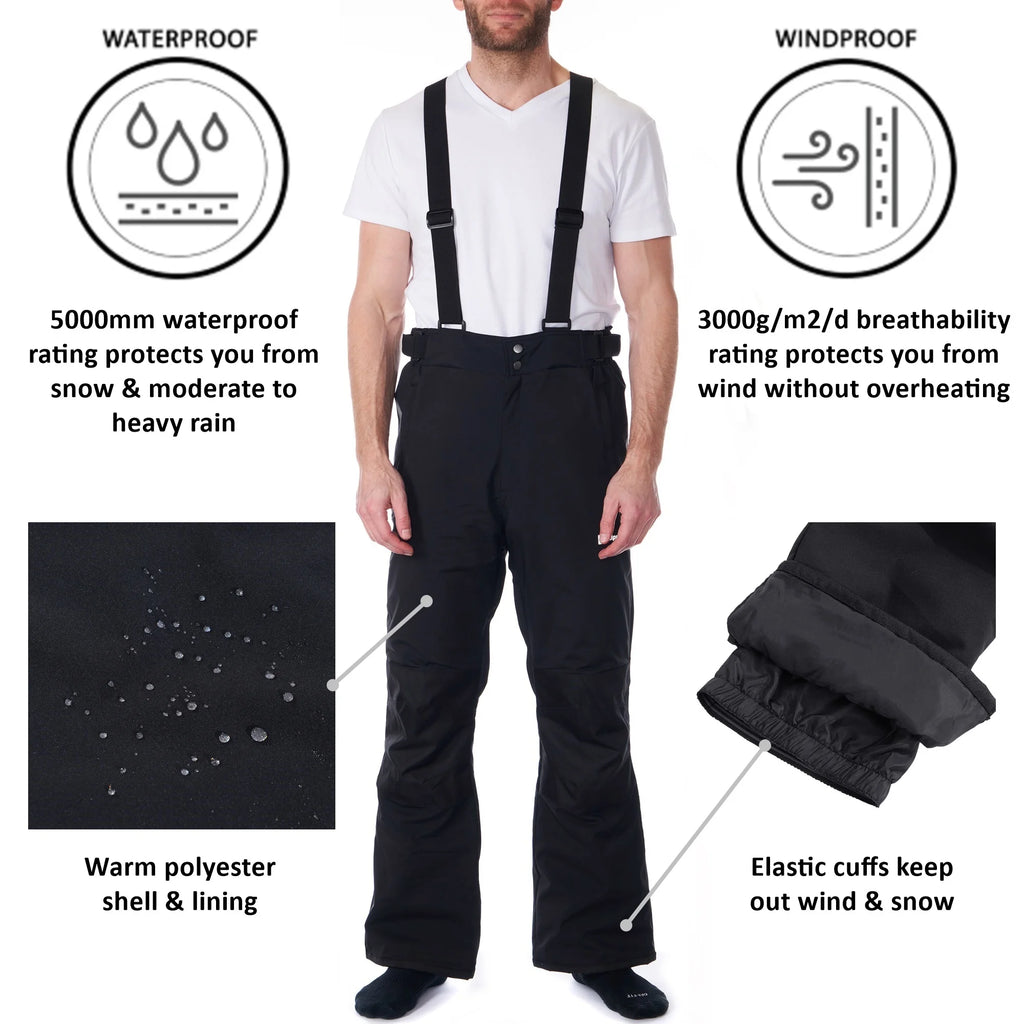 Waterproof Snowboard Ski Snow Pants with Removable Suspenders T3066