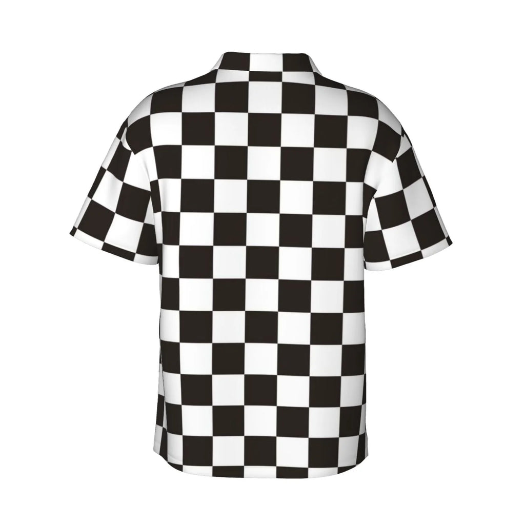 Black and White Checkerboard Hawaiian Shirts T402