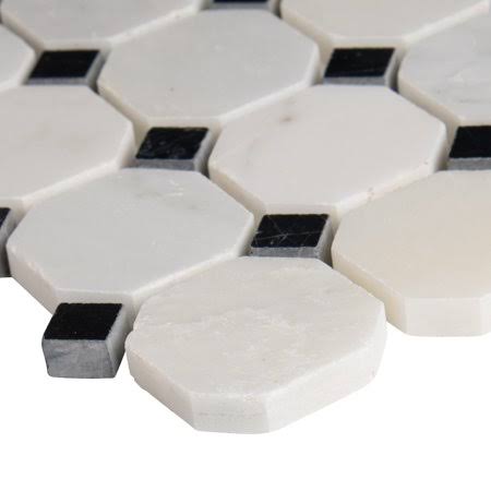 White Octagon 12 in. x 12 in. x 10 mm Polished Marble Mosaic Tile (10 Sq. ft. / CASE) M272
