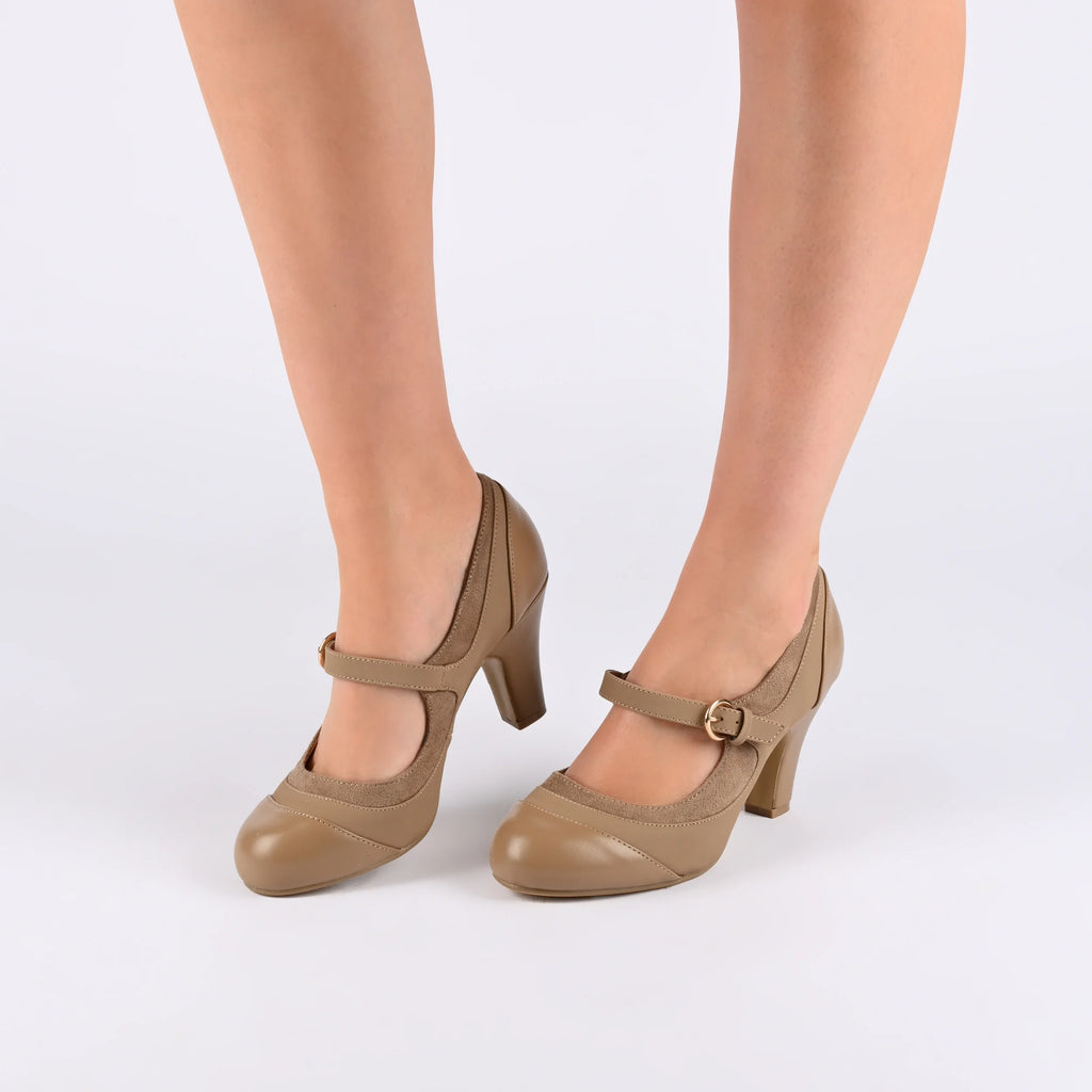 Womens Wide Width Round Toe Block Heel Mary Jane Pumps R444
