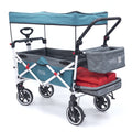 Teal Blue Push-Pull Folding Wagon Cart with Removable Cooler & Canopy G732