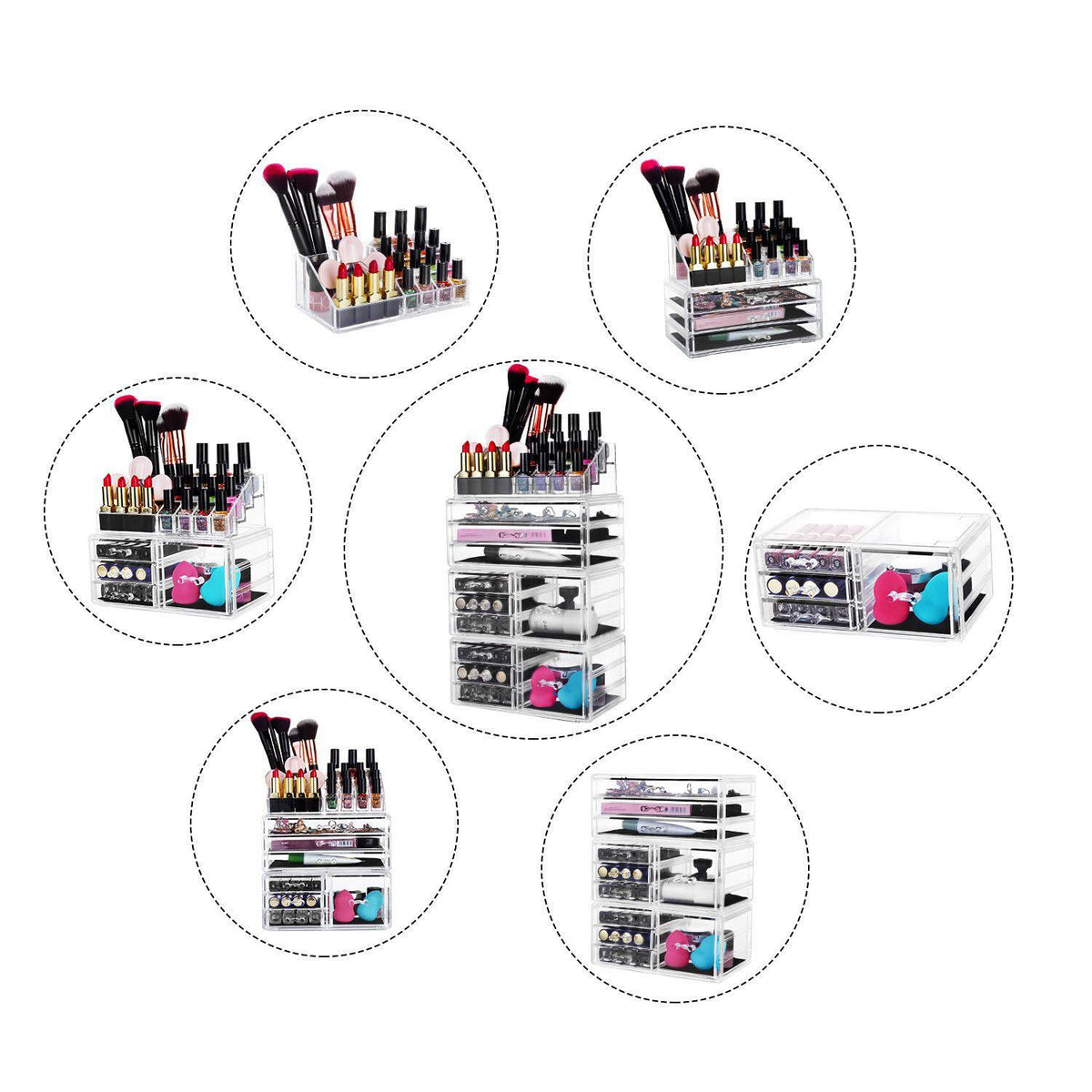 Transparent Makeup Organizer with Drawers D14878